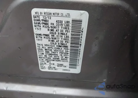 2013 Nissan Rogue Sv z USA, uszkodzony, nr VIN JN8AS5MTXDW519273